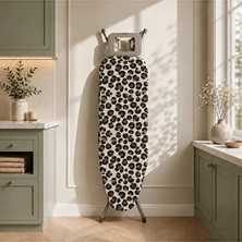 Elarque Ütü Masası ve Aksesuarı Leopar Desenli Keçeli Ütü Masası Kılıfı, 55X140 Cm, Şık ve Koruyucu