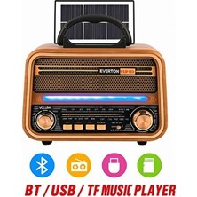 Elarque Nostaljik Radyo Güneş Enerjili Solar Radyo ve Hoparlör – USB ve Sd Kart Girişli