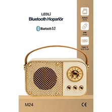 Elarque Nostaljik Radyo LED Işıklı Nostaljik Bluetooth Hoparlör, USB ve Tf Kart Destekli