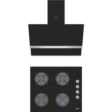 Simfer Premium Siyah Cam 2'li Ankastre Set (3500 Ocak + 8738 Davlumbaz)