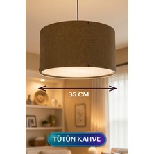 sbodurhome Tütün Kahve Kumaş Başlıklı Sarkıt Avize 35 cm