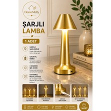 Btm Home Şarjlı 3 Işık Renkli Akıllı Masa Lambası – Dokunmatik Kontrol, Altın Gövde, Kablosuz Kullanım