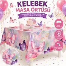 Bkmc Kelebek Doğum Günü Plastik Masa Örtüsü 120X180 cm | Kelebek Temalı Parti Masa Örtüsü | Doğum Günü Masa Dekorasyonu