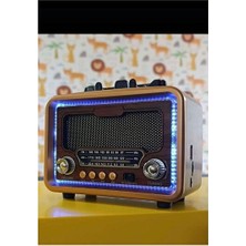 Elarque Nostaljik Radyo Orta Boy Solar Güneş Enerjili Bluetooth ve Mp3 Müzik Kutusu