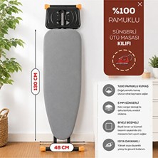 Elarque Ütü Masası ve Aksesuarı Pamuklu Kumaş ve 5 mm Süngerli Ütü Masası Kılıfı, 48X130 cm
