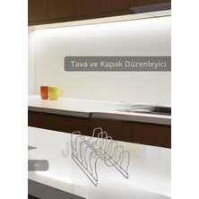 Jet's Home Tava Kapak Düzenleyici Paslanmaz 5 Bölmeli Tabaklık Gri