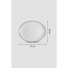 6'lı Ellips Oval Kayık Tabak 31CM Rim Lacivert Rinart