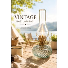 Elarque Masa ve Gece Lambası Nostaljik Cam Gaz Lambası - Dekoratif ve Şık Ortam Aydınlatması