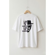 Maison De Mode Oversize Unisex Beyaz Breaking Bad I Am The Danger Replik Baskılı Tişört