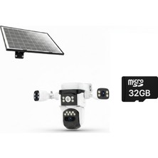 Vstarcam CB621SR 3 Kameralı 6mp Güneş Panelli Solar Wifi Ptz Kamera (Wifi ile Çalışır) + 32GB Mıcro Sd Kart
