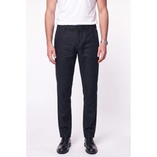 Efor Comfort Fit Beli Lastikli %100 Keten Siyah Pantolon P 1215