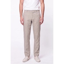 Efor Comfort Fit Beli Lastikli %100 Keten Taş Pantolon P 1215