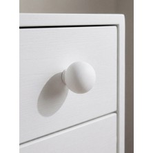 Üçer Ahşap (8 Adet) Kayın Ağacından Ahşap 37MM Beyaz Top Kulp  Küre Lüks Mobilya Çekmece Düğme Kulp