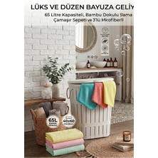 Elarque Çamaşır Sepeti Bambu Kapaklı 65 Litre Kirli ve Temizlik Bezi Seti