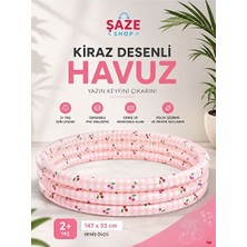 Elarque Deniz Malzemesi Pembe Kiraz Desenli Şişme Çocuk Havuzu ile Serin Yaz Günleri