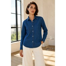 Ivoire Wear Mavi Düğmeli Uzun Kollu Denim Gömlek Ceket