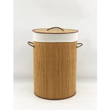 Elarque Çamaşır Sepeti Katlanabilir Bambu Oval Banyo , Şık ve Pratik Tasarım