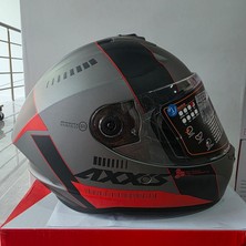 Axxis Kapalı Kask Axxıs Metalik Gri Siyah Kırmızı M