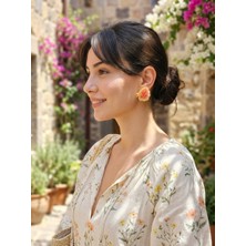 Mia Donna Jewelry Mia Donna Romantik Gül Detaylı Renkli Yaz Küpesi