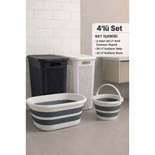 Elarque Çamaşır Sepeti Set Içinde 2 Büyük ve 2 Katlanabilir - Çok Fonksiyonlu