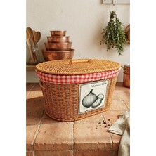 Elarque Sepet Oval Rattan , Patates ve Soğanlar Için Çift Bölmeli Organizer