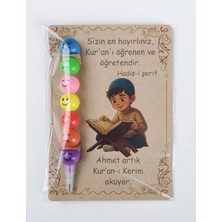 Wi Fro 20 Adet Kişiye Özel Erkek Çocuğu Kur'an-I Kerim'e Geçiş Hediyesi Renkli Emoji Kurşun Kalem