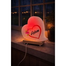Elarque Masa ve Gece Lambası Kalp Şekli Doğal Kaya U Lambası - 3-4 Kg, Adaptör Uçlu ve Güzel Dekorasyon