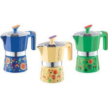 Pedrini Moka Pot, 6 Fincan, "frıda Kahlo"-Mavi