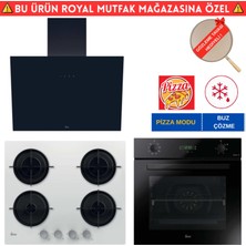 Hoover Morella Dijital Cam Siyah  Ankastre Set (HO3158B+ HVW6MW Beyaz + HDG6C1GBTK)