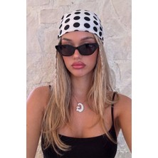 Bahels Puantiye Beyaz Kadın Bandana Fular 50X50CM