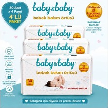 Baby&Baby Bebek Bakım Örtüsü 4 Paket 30 Adet 60X60 cm Süper Emici Kaydırmaz Yüzey