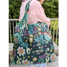 Elarque Pazar Arabası & Çantası Yıkanabilir Polyester Bez Alışveriş Çantası, Omuz ve Kol Kullanımına Uygun