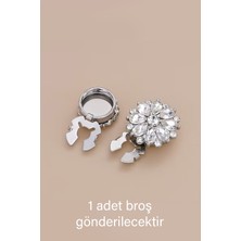 Valmont Kristal Taşlı Düğme Kapağı Broşu Çiçek Desenli Gümüş Renk, Gömleklerinize Şıklık Katın