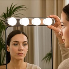Elarque Masa ve Gece Lambası Taşınabilir Makyaj ve Banyo Işığı, 4 LED Ampul ile Parlaklık Sağlar