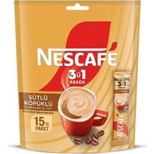 Nescafe 3ü1 Arada Sütlü Köpüklü Hazır Kahve Poşet 17,4 gr 15 Adet
