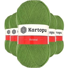 Ematcrt 5 Adet Kristal Çift Katlı El Örgü Lif Ipi Açık Yeşil K442
