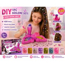 Trust Store Saç Süsleme Seti Çocuklar Için Taş ve Pul Aplikatörü Saç Aksesuar Tasarım Oyuncağı 420 Parça