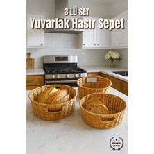Elarque Sepet Yuvarlak Kulplu Hasır Seti – Dekoratif ve Çok Amaçlı Organizer