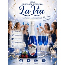 La Via Alkolsüz Şampanya Tropikal Aromalı Mavi Renk Simli Içecek Alkolsüz Salla Patlat Şampanya