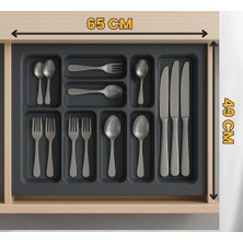 ALMITAL 65x49 cm. 9 Gözlü Antrasit Çekmece Içi Kaşıklık 54*41 Cm'e Kadar Kesebilirsiniz
