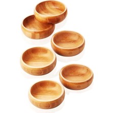 Ematcrt Bambu Yuvarlak 6 Lı Lüks Çerezlik 9,5 x 3 cm