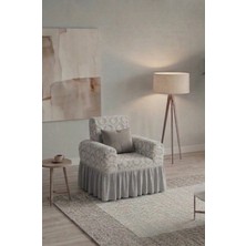 KUTLALE Jakarli Osmanlı Desen Tek Kişilik Koltuk, Kanepe, Çekyat Örtüsü, Etekli, Streç, Esnek, Lastikli, 1 Kişilik Koltuk Kılıfı