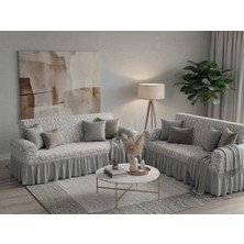KUTLALE Jakarlı Osmanlı Desen 3+3 Koltuk, Kanepe, Çekyat Örtüsü, Etekli, Streç, Esnek, Lastikli, Koltuk Kılıfı 33 Takımı
