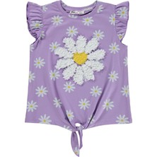 Civil Girls Papatya Desenli 6-9 Yaş Tişört - Lila