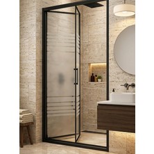Waterline Ön Cephe Katlanır Akordiyon Kapı Siyah Profil WT-1024 Desen 4mm Temperli Cam H190