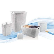 Elarque Çamaşır Sepeti Plastik Banyo Seti - Deterjanlık, ve Fırça Içerir