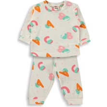 Civil Baby Harf Kedi Empirme 6-18 Ay Pijama Takımı - Ekru