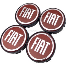 MOZOKO Fiat Logolu Kırmızı 58 mm Dış 55 mm Iç Çap Geçmeli 3D Jant Göbeği Kapak Seti, 4 Adet