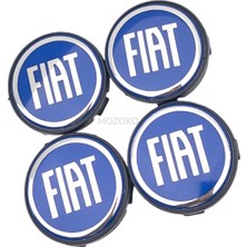 MOZOKO Fiat Logolu Mavi 58 mm Dış 55 mm Iç Çap Geçmeli 3D Jant Göbeği Kapak Seti, 4 Adet