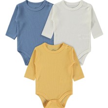 Mini Damla Minidamla Uzun Kol Basic 3'lü Set 1-18 Ay Çıtçıtlı Badi - Mavi